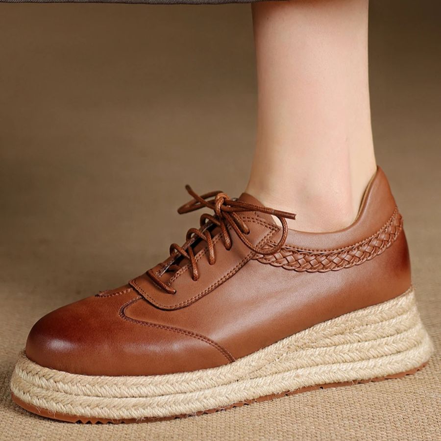 Wedge Espadrille Women - EAGSITY коричневые туфли-оксфорды из коровьей кожи,