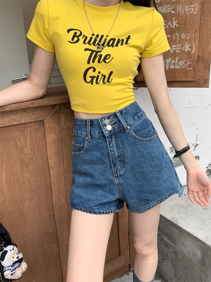 Shorts Denim Frayed - Синие джинсовые шорты для женщин, летний