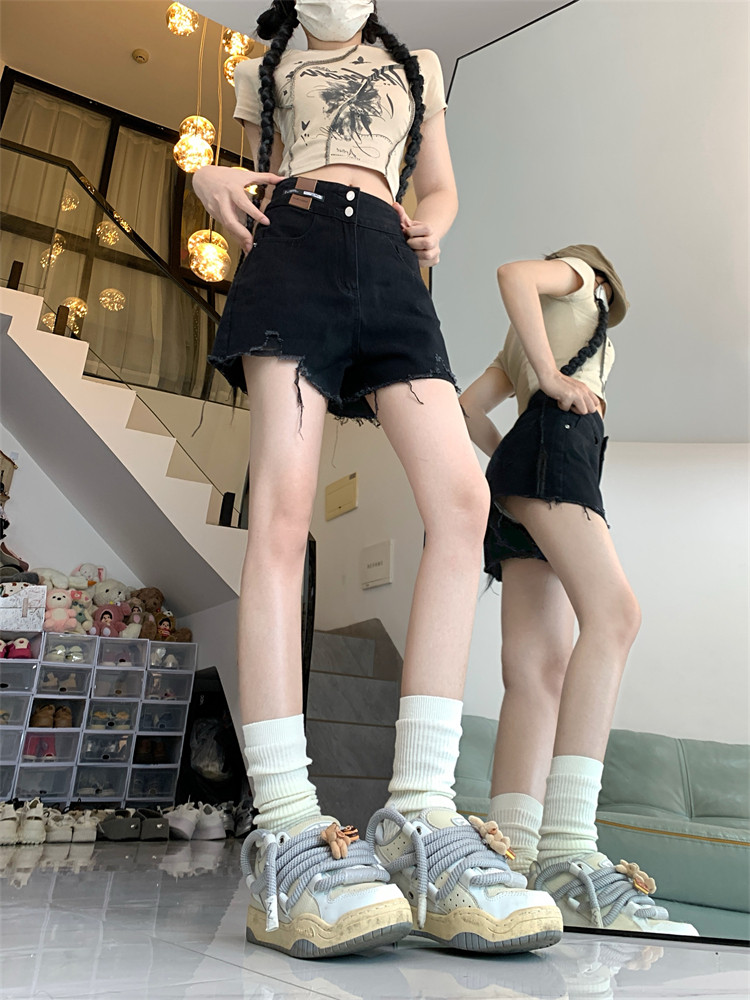 Женские джинсовые шорты с высо – обзор и цена Shorts Denim Frayed